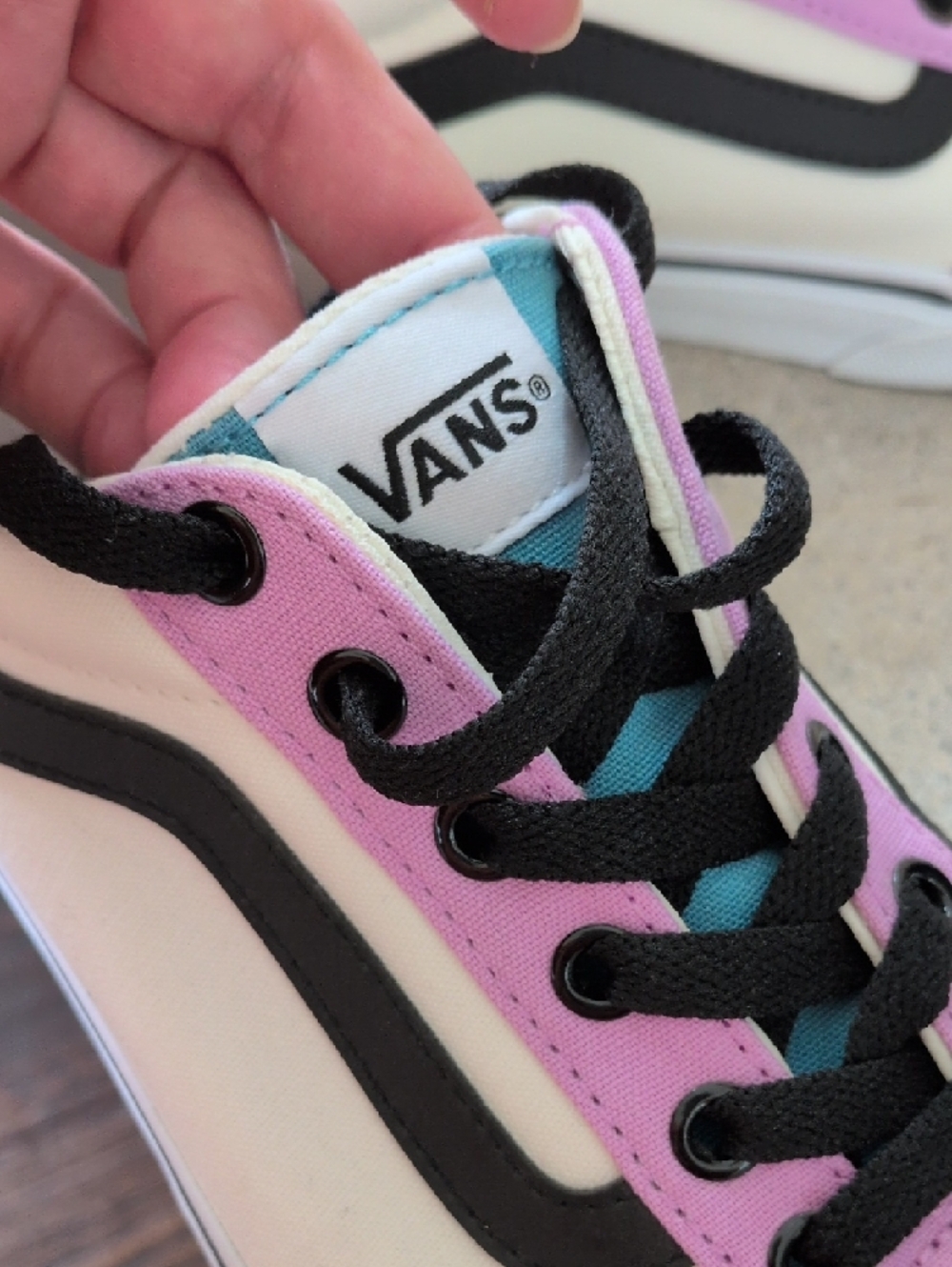 VANS I New Ward Color Block Cream, Black, Red & Purple Sneaker Skater Shoes, 9.5 - Picture 6 of 14